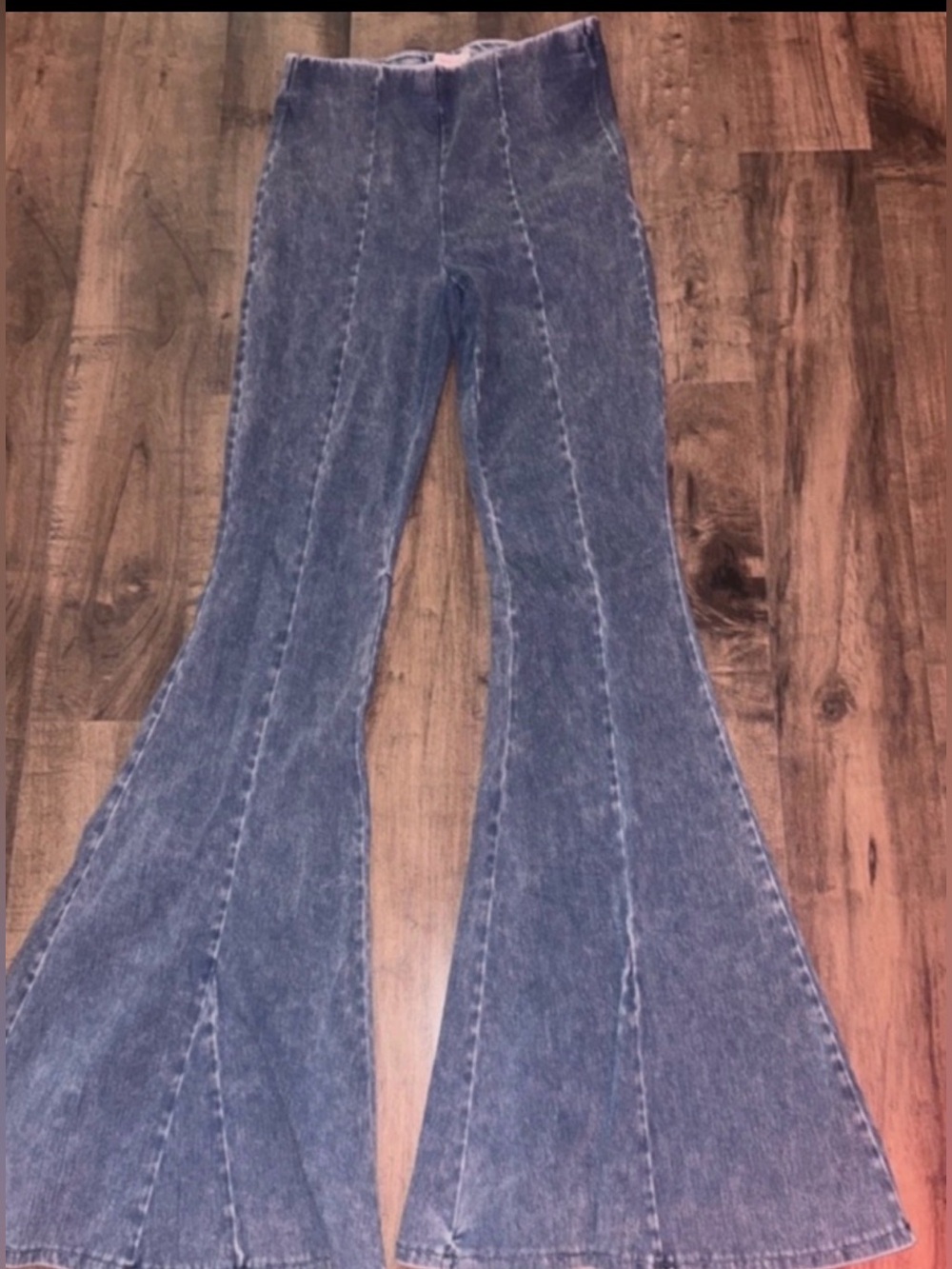 Good American Power Stretch Pull-On Flare Jeans Acid Wash Sz M